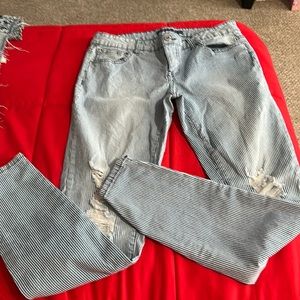 Blue and white stripped jeans